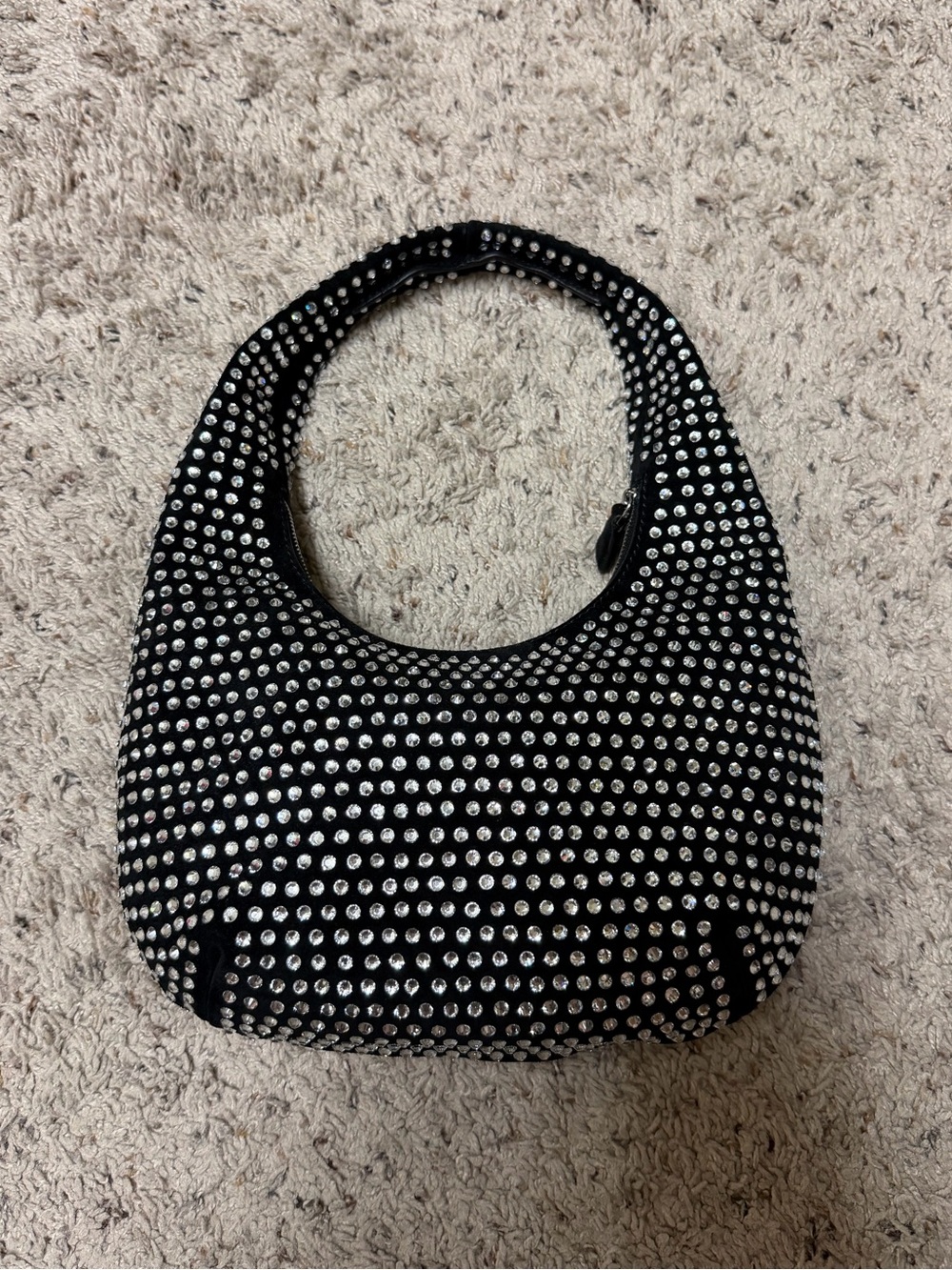 Madewell black suede crystal embellished bag
